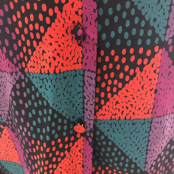 Vintage 80s 90s Blouse Geometric Print Multicolor Size Medium - Picture 10 of 11